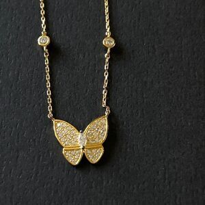 Tabitha Webb 925 GP butterfly faux diamond necklace NEW